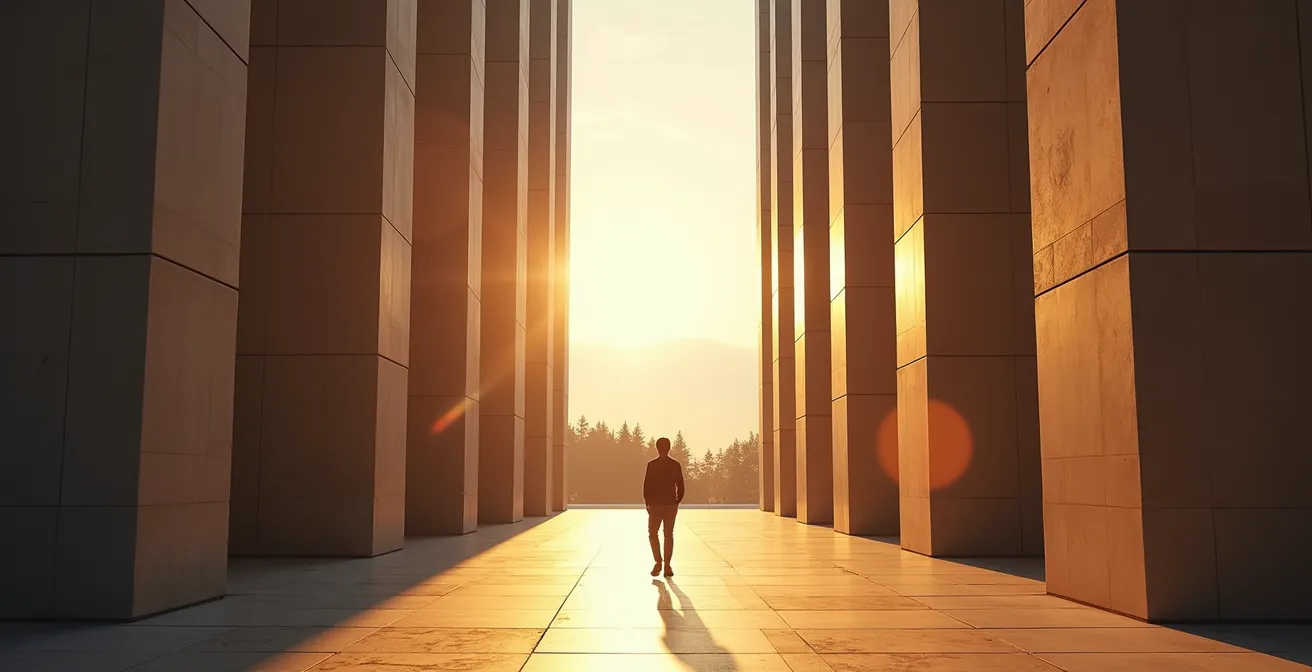 Kontrastaufnahme zwischen den abstrakten Betonstelen des Holocaust-Mahnmals und der klassizistischen Architektur des Brandenburger Tors