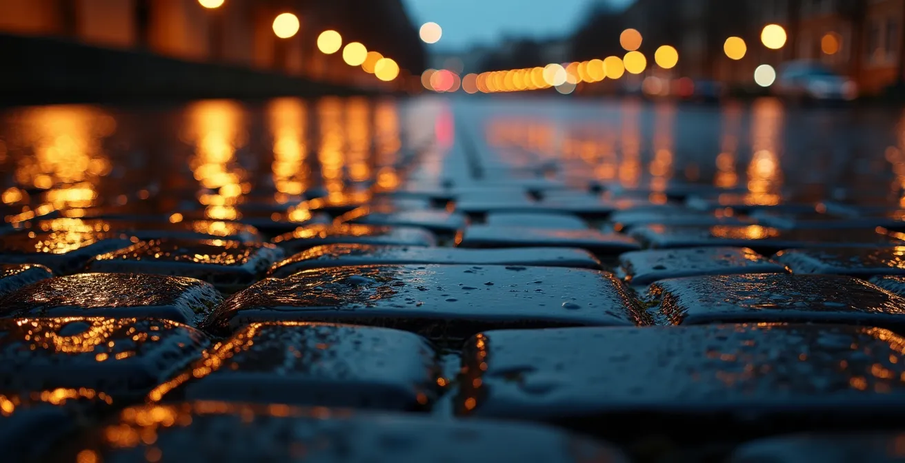 Landwehrkanal Berlin bei Nacht mit Spiegelungen und Brücken