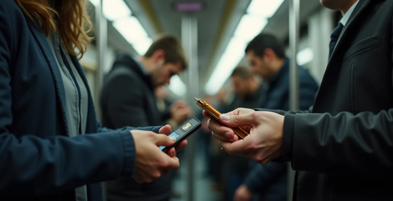 Symbolische Darstellung einer Fahrkartenkontrolle in der Berliner U-Bahn