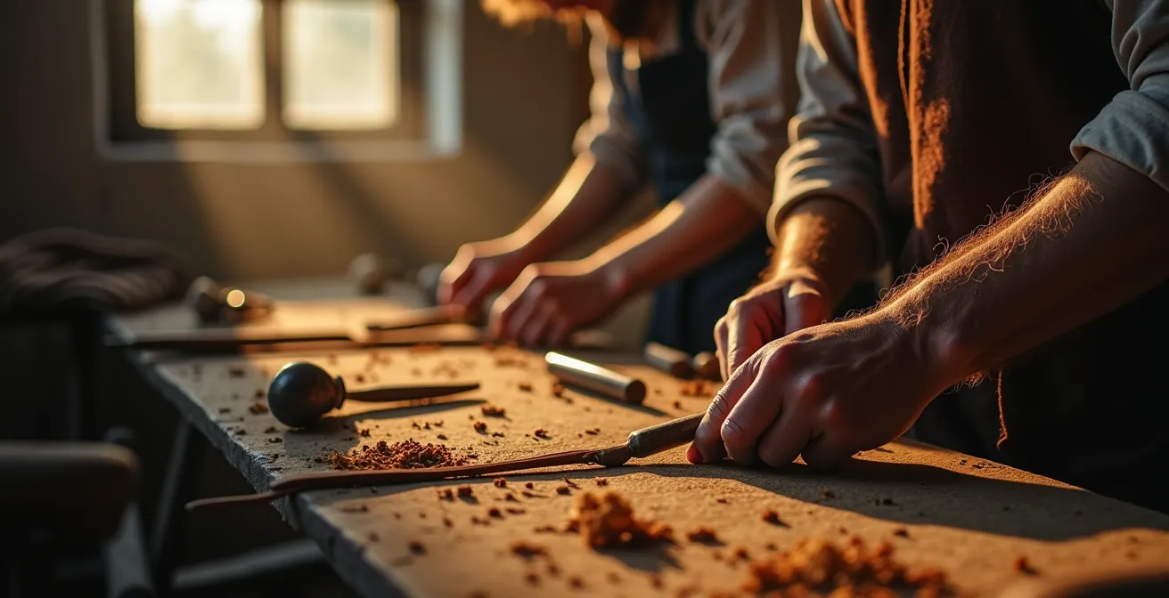 Hugenottische Handwerker in einer Berliner Werkstatt des 17. Jahrhunderts